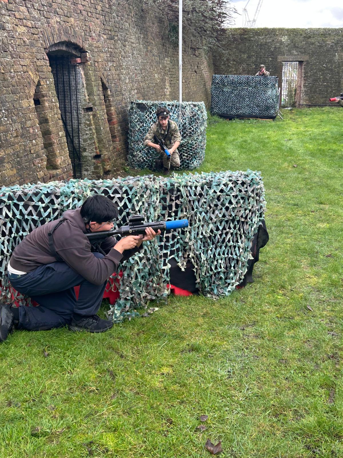 Laser tag action at Fort Amherst